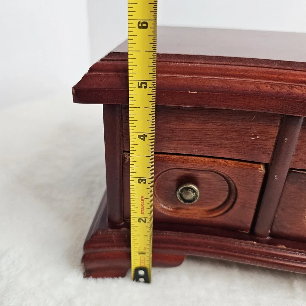 Brown Wood Rectangle Jewelry Box Organizer w/ Drawers, Ring Storage, 25+ pcs